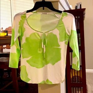 🔥 3/$15 Tahari Silky lime green/white 3/4 sleeve top